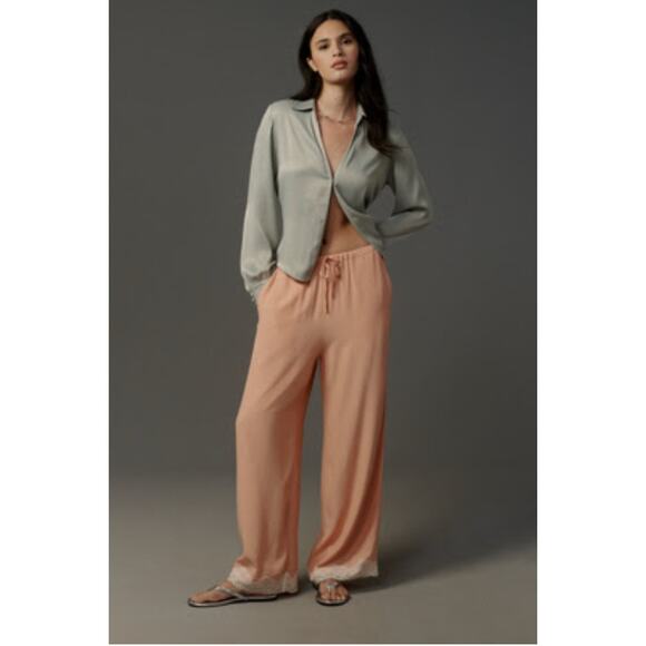 Anthropologie Pants - Anthropologie Lace-Trim Silky Pull-On Pants - Size S